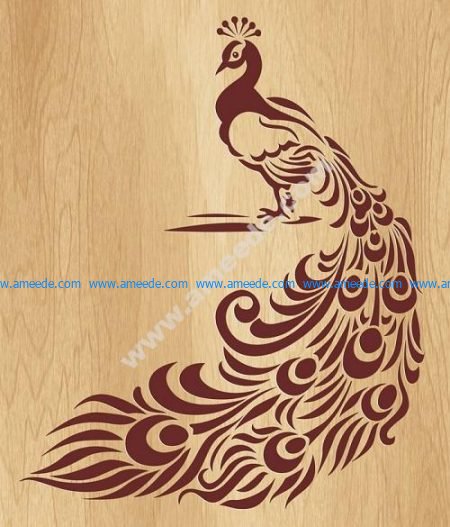 Peafowl carved wood