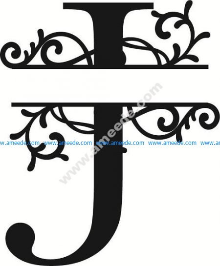 Flourished Split Monogram J Letter
