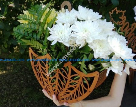 Laser Cut Wooden Decorative Flower Basket