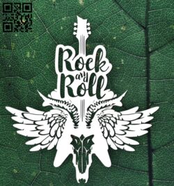 Rock my roll guitar skull F0002493 file cdr and dxf free vector download for Laser cut cnc