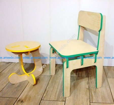 Furniture Children Is Stool and Highchair