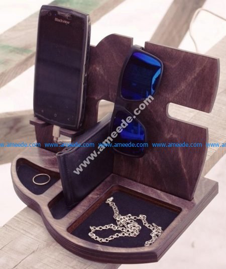 Laser Cut Phone Charging Station with Desk Organize