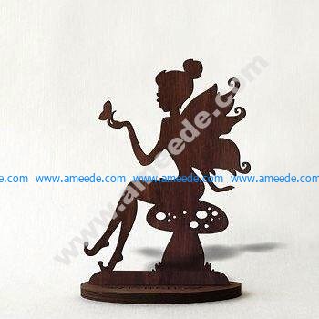 Laser Cut Sitting Girl Stand Home Decor