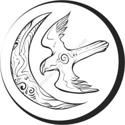 Moon icon and swallow bird