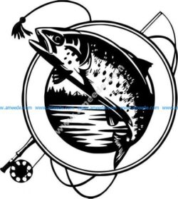 Salmon fishing club icon