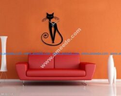 Sample cat-shaped wall clock laser cut