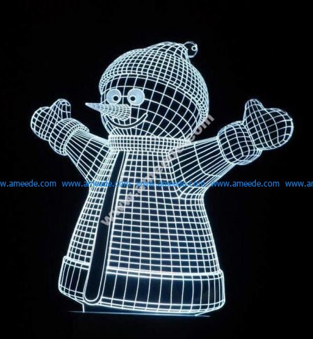 3d illusion lights image of snowman