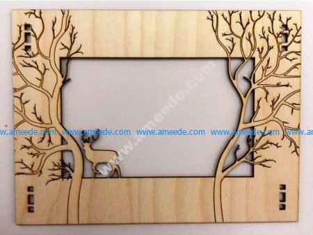 Deer picture frame in the forest