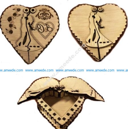 Heart shaped box containing wedding anniversary