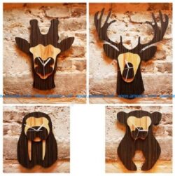 Jungle Animal Heads Shaped Wall Clocks
