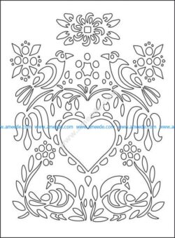 Love Illustration Floral Heart Flowers Birds