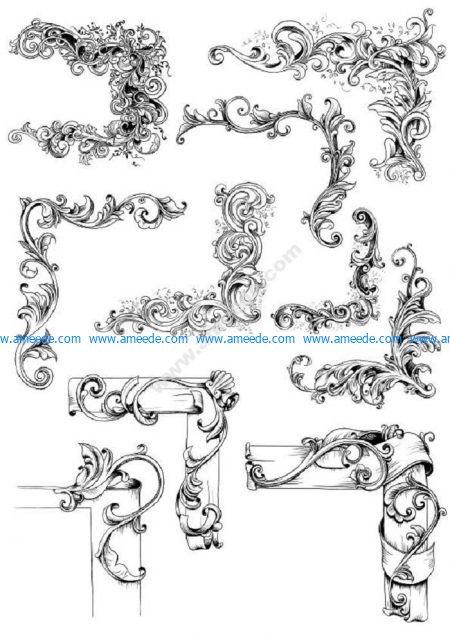 Vintage Corners design for CNC Laser cutting and engraving machine or 3D printing