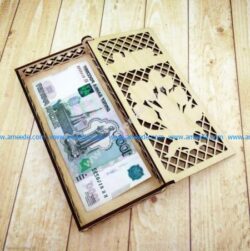 Wooden wallet with money