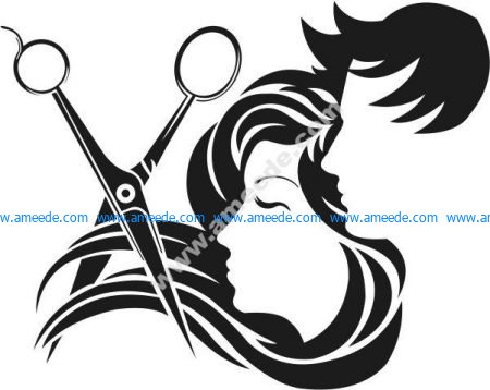 Salon decoration hair and scissors