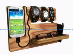 glass shelves, watches, phones, wallets