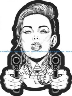 Beautiful girl with two guns – Free Download Vector Files