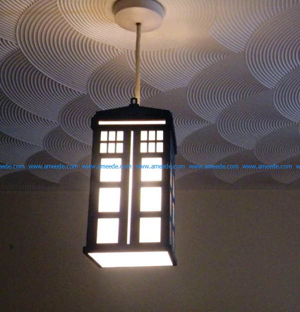 Ceiling light is designed in the shape of two doors of the house
