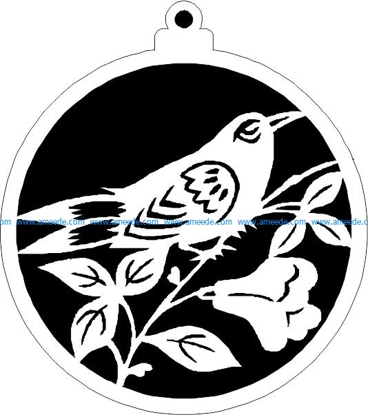 Christmas decoration ball with ringlet bird file .cdr and .dxf free vector download for Laser cut plasma