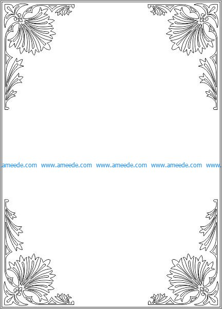 Decorative pattern corner rectangle file .cdr and .dxf free vector download for printers or laser engraving machines