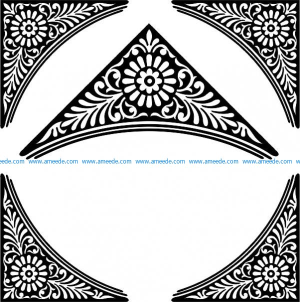Free design vector file download for CNC and Laser Decorative texture corner mirror frame