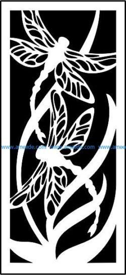 Dragonfly panel screen  file .cdr and .dxf free vector download for CNC cut