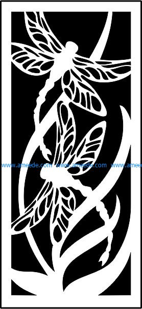 Dragonfly panel screen file .cdr and .dxf free vector download for CNC cut