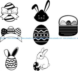 Egg and rabbit design template for Easter day