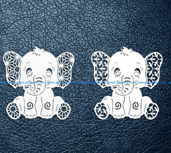 Elephant design template printed on leather plate