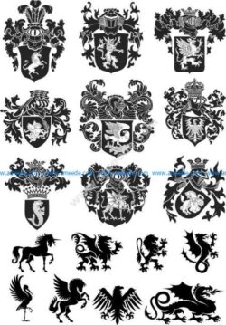 Heraldic Design Lions And Shield