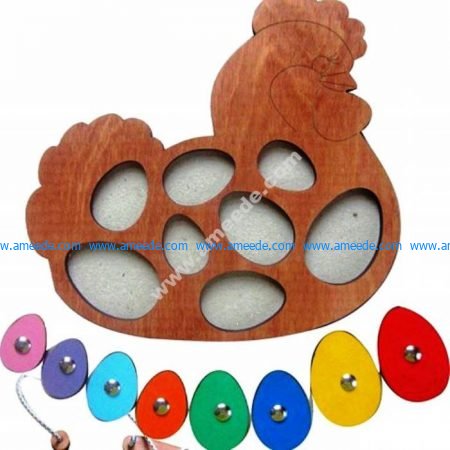 Puzzle children's chicken with eggs