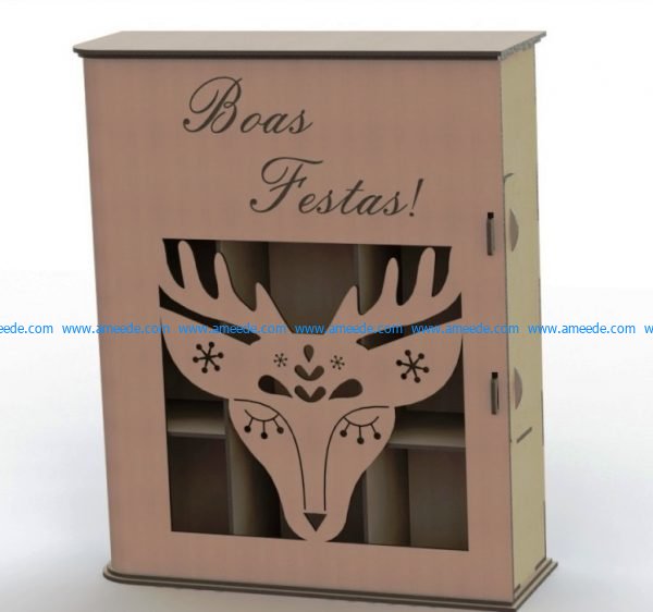 Reindeer gift box file .cdr and .dxf free vector download for Laser cut plasma