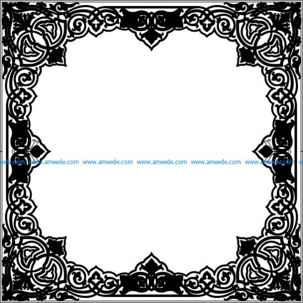 Free design vector file download for CNC and Laser Square decorative mirror frame