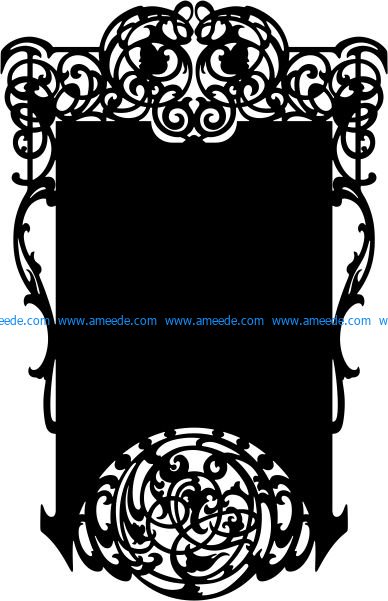 Vintage style mirror frame file .cdr and .dxf free vector download for CNC cut