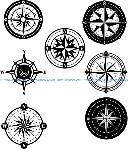 collection of unique compass patterns
