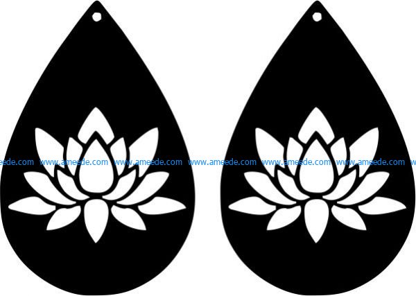 earrings shaped teardrop shaped with lotus flower