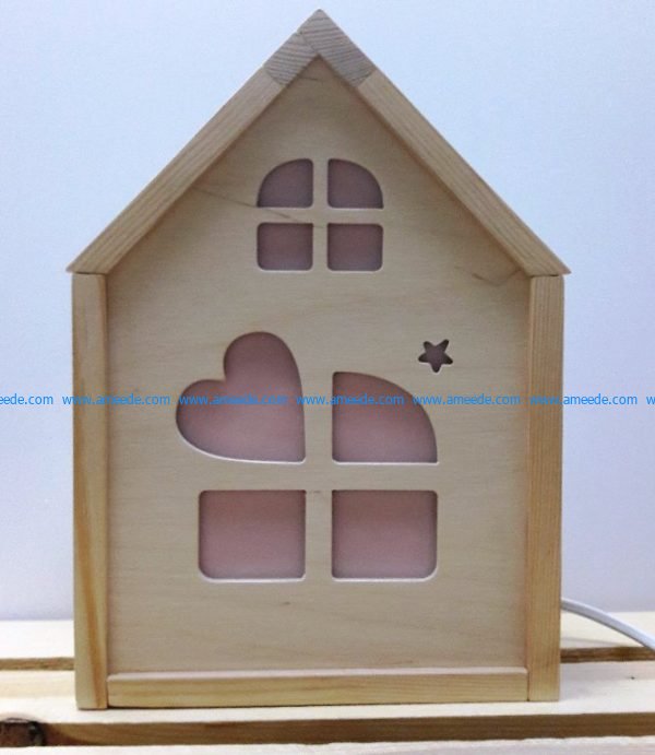 house shaped lamp file .cdr and .dxf free vector download for printers or laser engraving machines