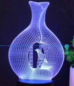 led lights 3d shaped vase file .cdr and .dxf free vector download for printears or laser engraving machines
