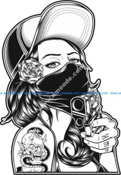 girl with gun vector art
