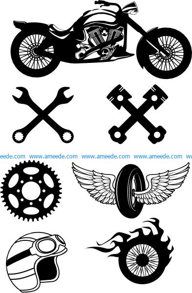 icons for those who love to travel on a motorbike