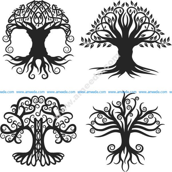 old tree and broad foliage – Free Download Vector Files
