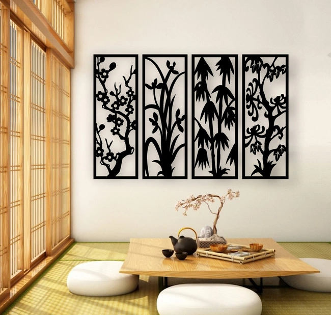 partitions with motifs of pine, bamboo, chrysanthemum and plum