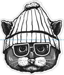 stylish cat with hat and glasses