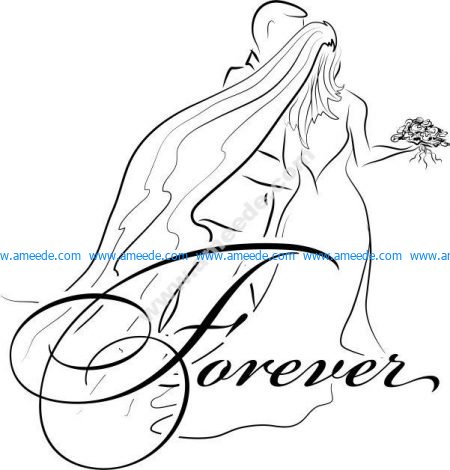 vector bride and groom