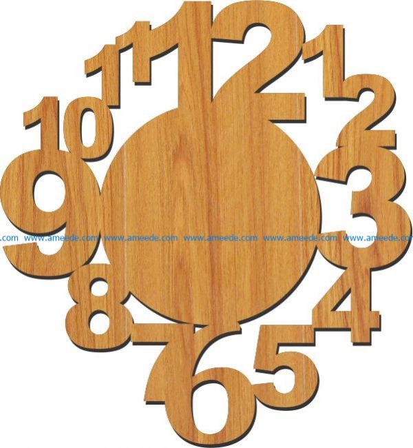 12 number wall clock file cdr and dxf free vector download for Laser cut plasma