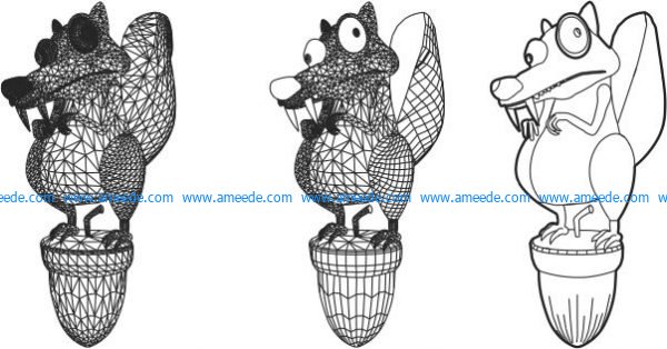3D SQUIRREL LED LIGHT file cdr and dxf free vector download for printers or laser engraving machines