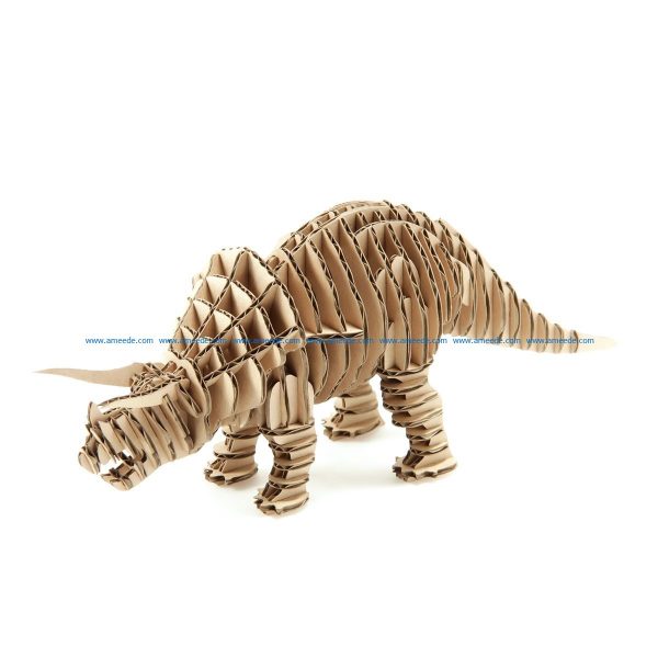 3D puzzle Triceratops file cdr and dxf free vector download for Laser cut