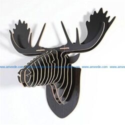 3D puzzle deer head file cdr and dxf free vector download for Laser cut CNC
