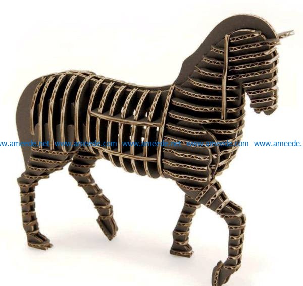 3D puzzle horse model file cdr and dxf free vector download for Laser cut –  Free Download Vector Files
