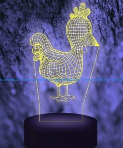 3d illusion chicken file cdr and dxf free vector download for printers or laser engraving machines