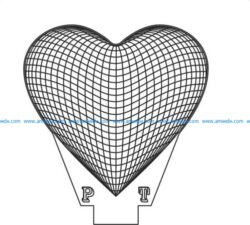 3d heart shaped led light file cdr and dxf free vector download for printers or laser engraving machines